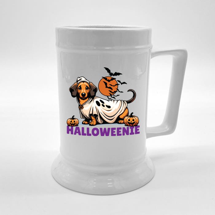 My Weenie Funny Dog Halloweenie Dachshund Weiner Halloween Front & Back Beer Stein