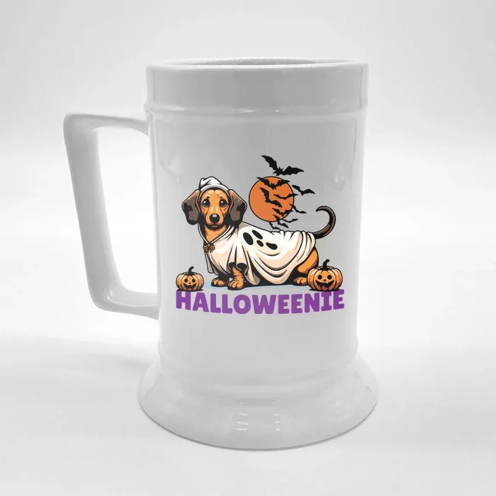 My Weenie Funny Dog Halloweenie Dachshund Weiner Halloween Front & Back Beer Stein