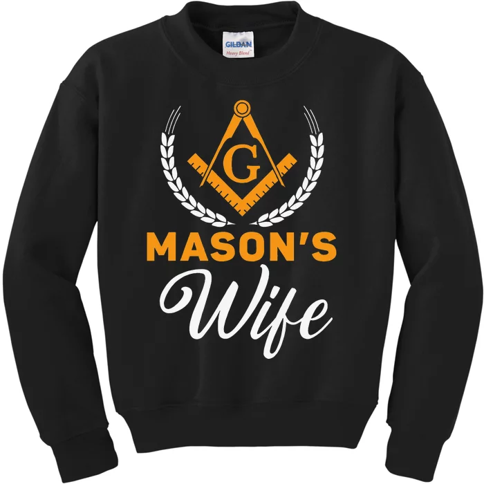 Mason's Wife Freemason Masonic Fraternal Freemasonry Kids Sweatshirt