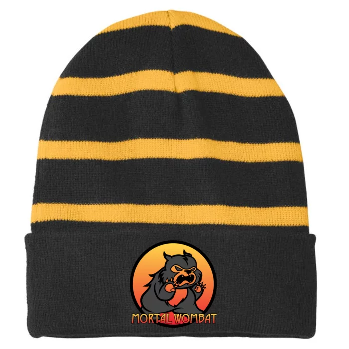 Mortal Wombat Funny Animals For Gamer Striped Beanie with Solid Band