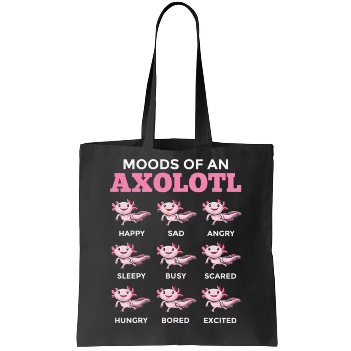 Mexican Walking Fish Axolotl Salamander Moods Of An Axolotl Tote Bag