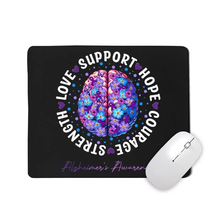 Motivational Words Floral Brain Ribbon AlzheimerS Awareness Mousepad