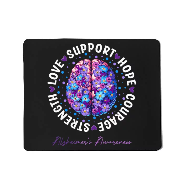 Motivational Words Floral Brain Ribbon AlzheimerS Awareness Mousepad