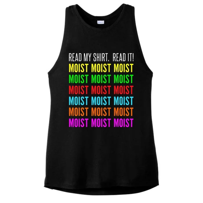 Moist Word Funny Read My For Moisture And Moist Lover Ladies Tri-Blend Wicking Tank