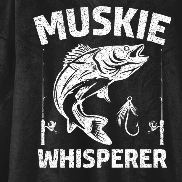 Muskie Whisperer Funny Fishing Gift Idea Hooded Wearable Blanket