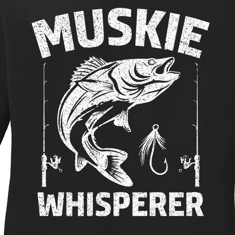 Muskie Whisperer Funny Fishing Gift Idea Ladies Long Sleeve Shirt