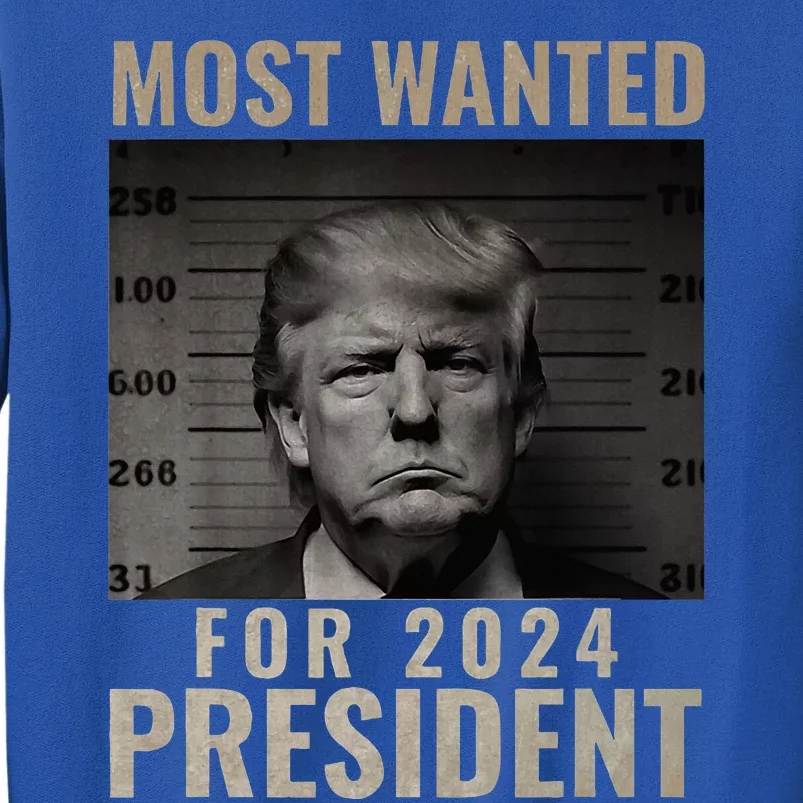 Most Wanted Funny Trump 2024 Mugshot For President Tall Sweatshirt