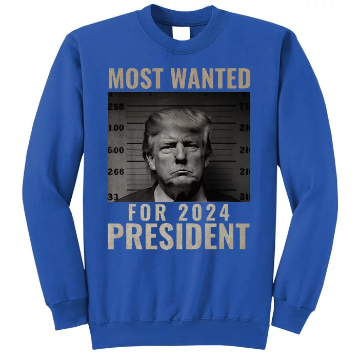 Most Wanted Funny Trump 2024 Mugshot For President Tall Sweatshirt