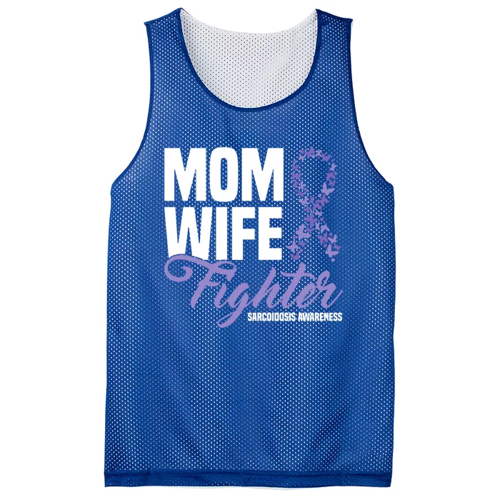 Mom Wife Fighter Purple Ribbon Sarcoidosis Awareness Gift Mesh Reversible Basketball Jersey Tank