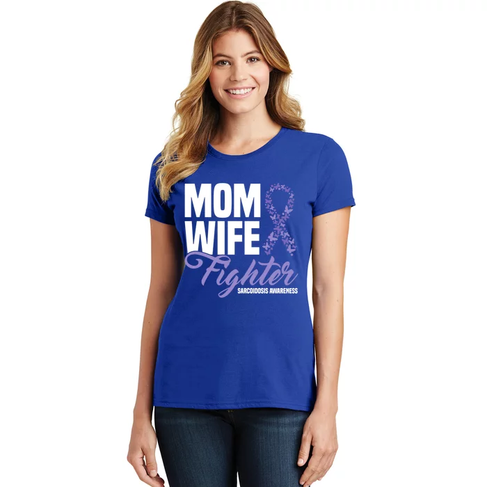 Mom Wife Fighter Purple Ribbon Sarcoidosis Awareness Gift Women's T-Shirt