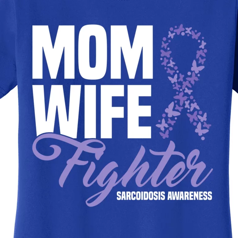 Mom Wife Fighter Purple Ribbon Sarcoidosis Awareness Gift Women's T-Shirt