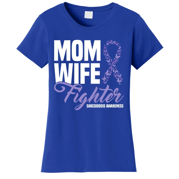 Mom Wife Fighter Purple Ribbon Sarcoidosis Awareness Gift Women's T-Shirt