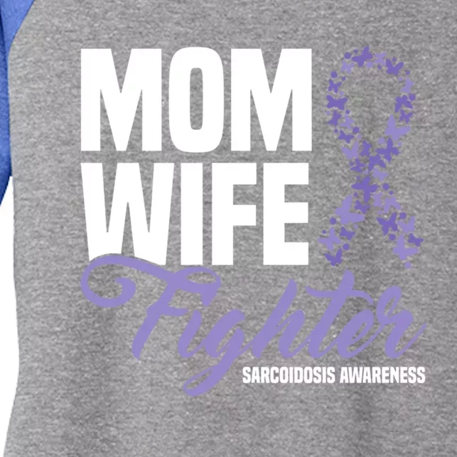 Mom Wife Fighter Purple Ribbon Sarcoidosis Awareness Gift Women's Tri-Blend 3/4-Sleeve Raglan Shirt