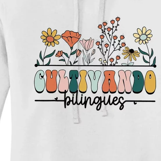 Maestra Wild Flowers Cultivando Bilingues Spanish Teacher Women's Pullover Hoodie