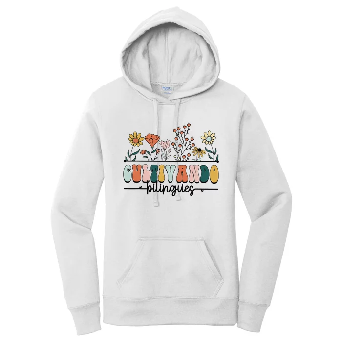 Maestra Wild Flowers Cultivando Bilingues Spanish Teacher Women's Pullover Hoodie