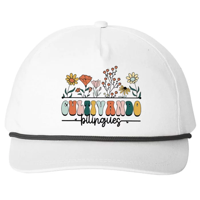 Maestra Wild Flowers Cultivando Bilingues Spanish Teacher Snapback Five-Panel Rope Hat