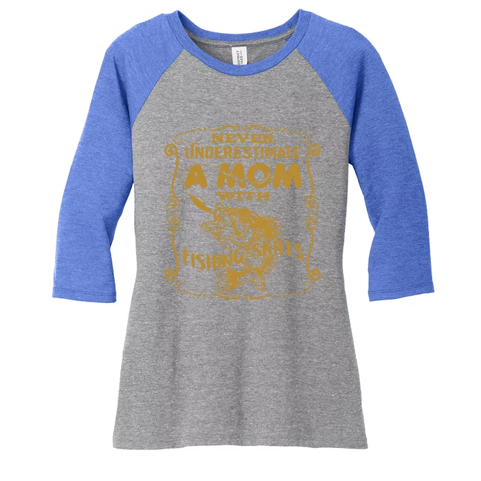 Mom With Fishing Skills Best Fishing Mom Angling Gift Women's Tri-Blend 3/4-Sleeve Raglan Shirt