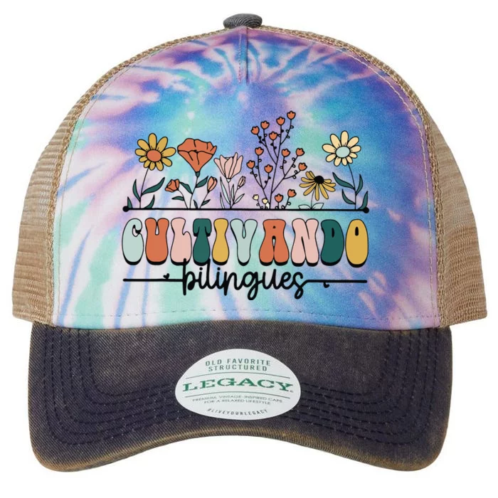 Maestra Wild Flowers Cultivando Bilingues Spanish Teacher Legacy Tie Dye Trucker Hat