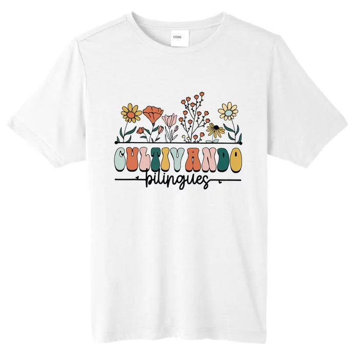 Maestra Wild Flowers Cultivando Bilingues Spanish Teacher ChromaSoft Performance T-Shirt