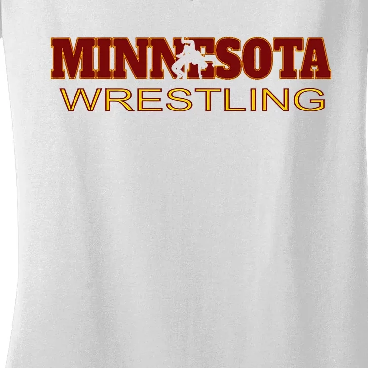 Minnesota Wrestling Freestyle Wrestler State Pride Mn Women's V-Neck T-Shirt