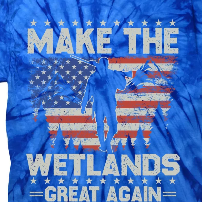 Make Wetlands Great Again Funny Gift Usa Flag Wildlife Coyote Hunters Gift Tie-Dye T-Shirt