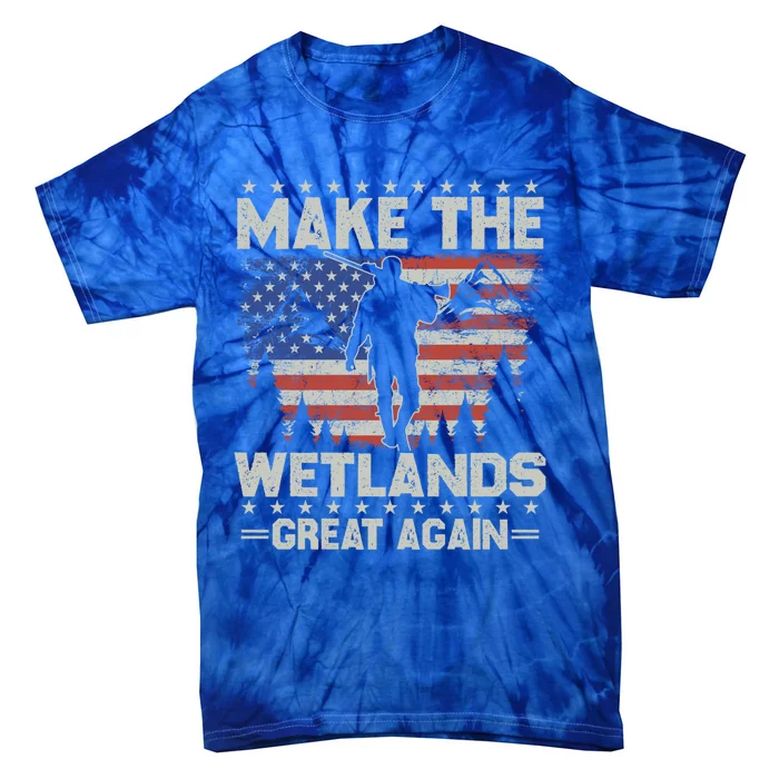 Make Wetlands Great Again Funny Gift Usa Flag Wildlife Coyote Hunters Gift Tie-Dye T-Shirt