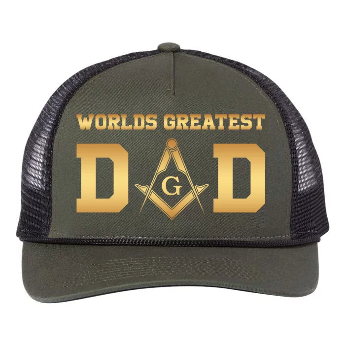 Masonic Worlds Greatest Dad Fathers Day Gift Freemason Gift Retro Rope Trucker Hat Cap