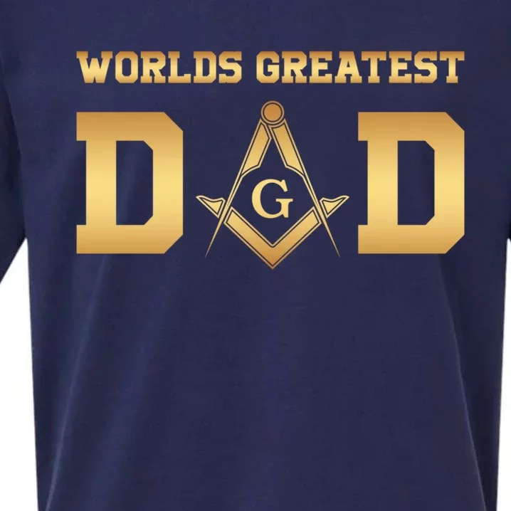 Masonic Worlds Greatest Dad Fathers Day Gift Freemason Gift Sueded Cloud Jersey T-Shirt