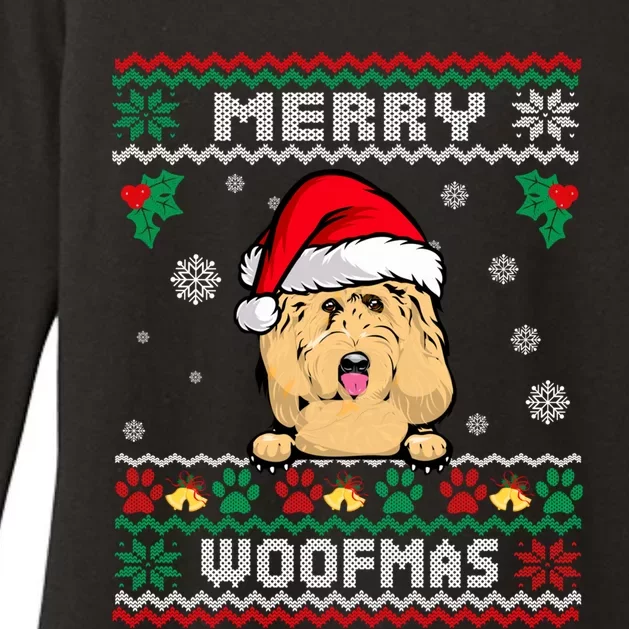 Merry Woofmas Goldendoodle Dog Funny Ugly Christmas Sweater Cool Gift Womens CVC Long Sleeve Shirt