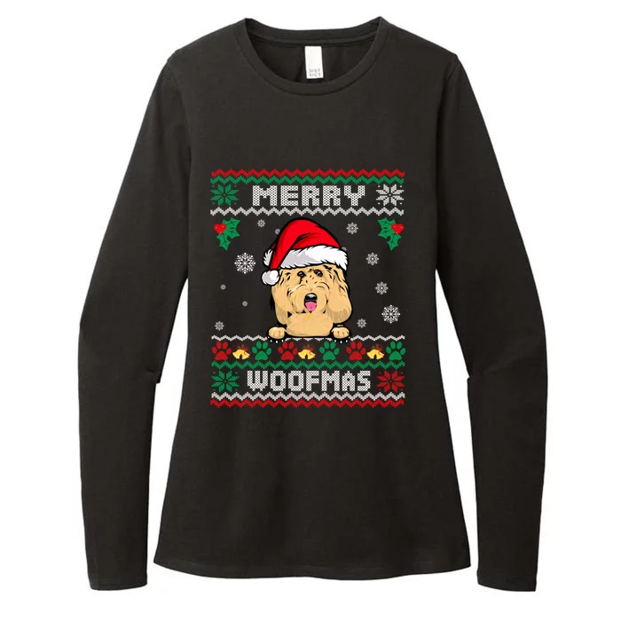 Merry Woofmas Goldendoodle Dog Funny Ugly Christmas Sweater Cool Gift Womens CVC Long Sleeve Shirt