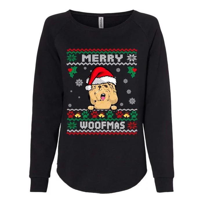 Merry Woofmas Goldendoodle Dog Funny Ugly Christmas Sweater Cool Gift Womens California Wash Sweatshirt