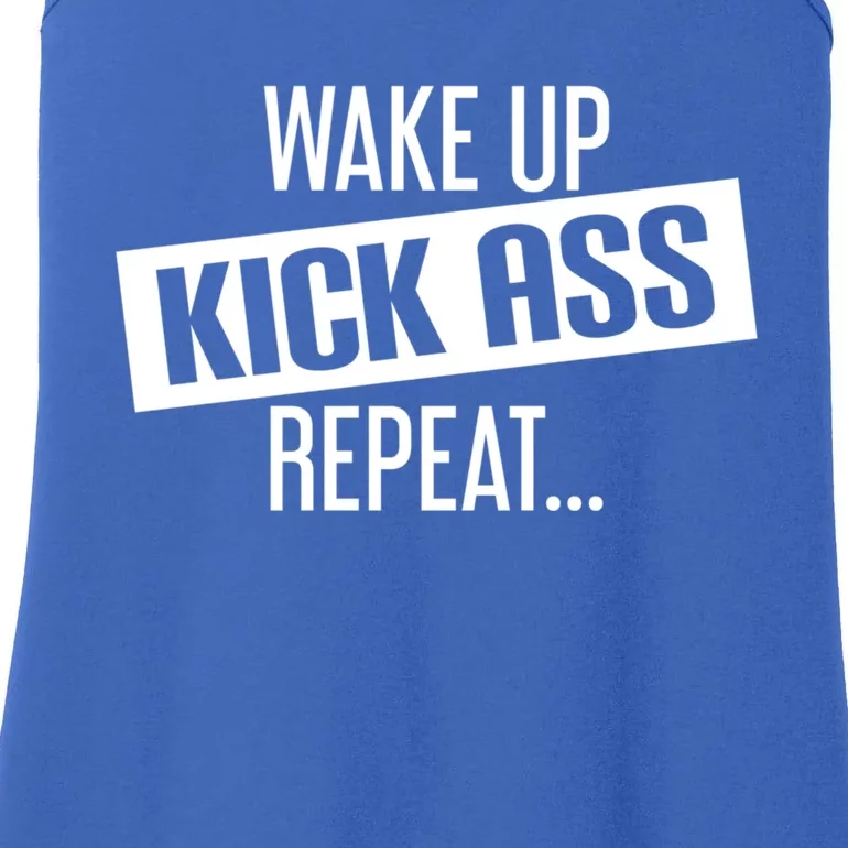 Motivational Workout Gift Wake Up Kick Ass Repeat Cool Gift Ladies Essential Tank