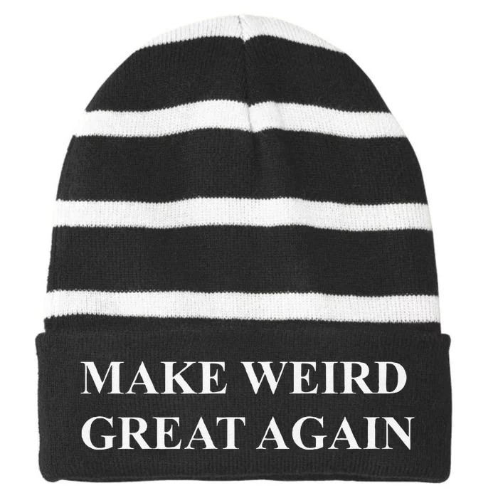 Make Weird Great Again Premium Striped Beanie with Solid Band