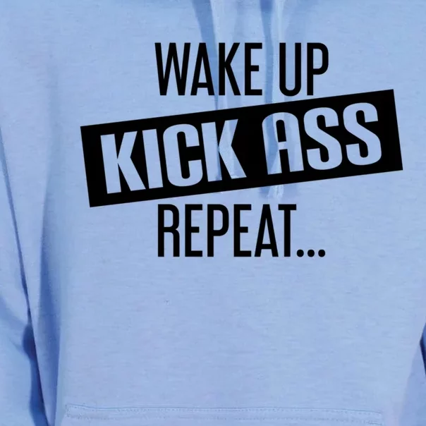 Motivational Workout Gift Wake Up Kick Ass Repeat Gift Unisex Surf Hoodie