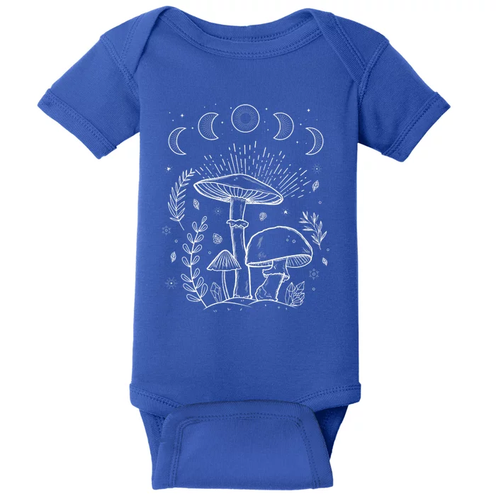 Mushroom Whisperer Goblincore Dark Academia Cottagecore Baby Bodysuit