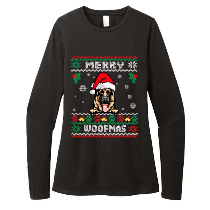 Merry Woofmas Ger Shepherd Dog Christmas Funny Ugly Xmas Funny Gift Womens CVC Long Sleeve Shirt