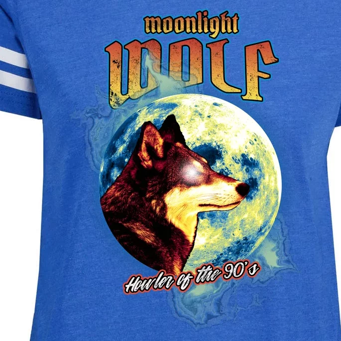 Moonlight Wolf Howler Of The 90s Enza Ladies Jersey Football T-Shirt