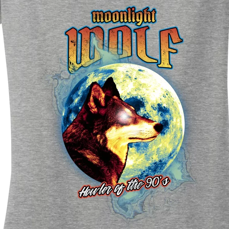 Moonlight Wolf Howler Of The 90s Women's V-Neck T-Shirt