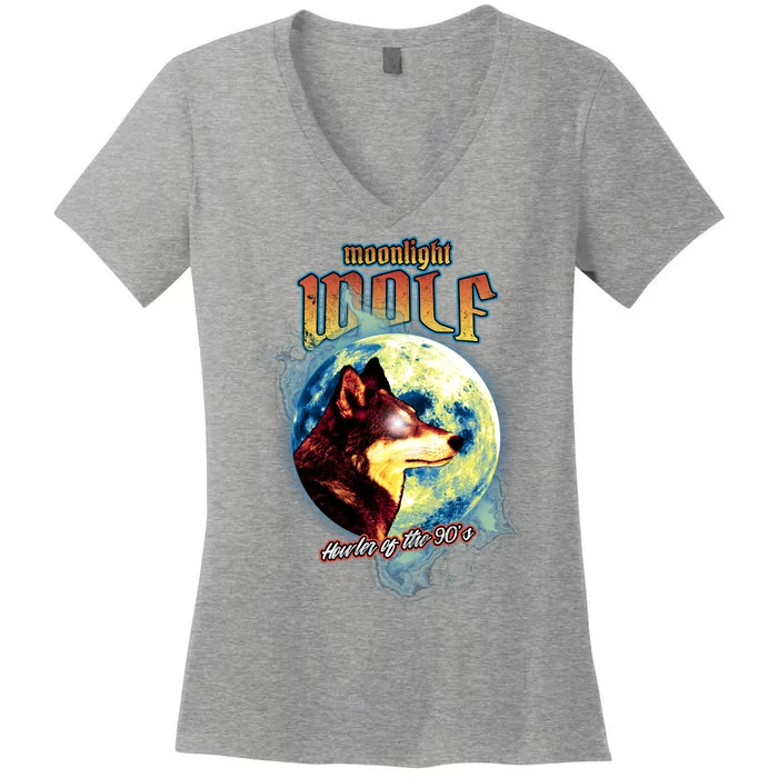 Moonlight Wolf Howler Of The 90s Women's V-Neck T-Shirt