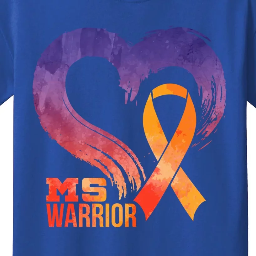 Ms Warrior Heart Multiple Sclerosis Awareness Month Gift Kids T-Shirt