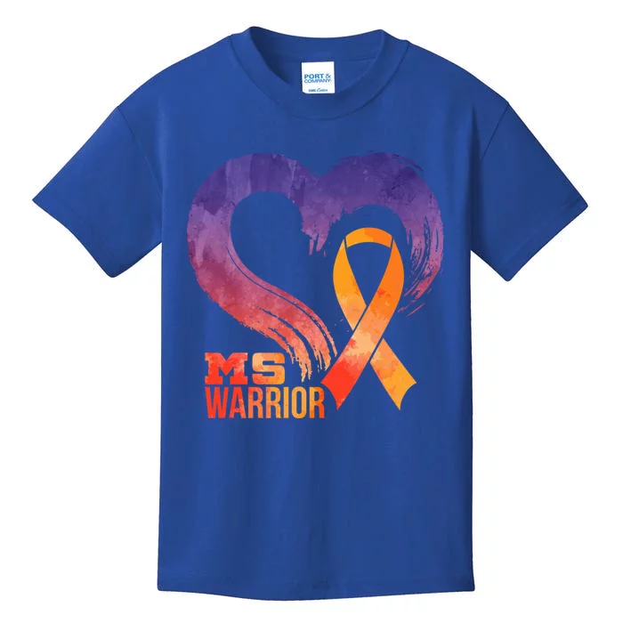 Ms Warrior Heart Multiple Sclerosis Awareness Month Gift Kids T-Shirt