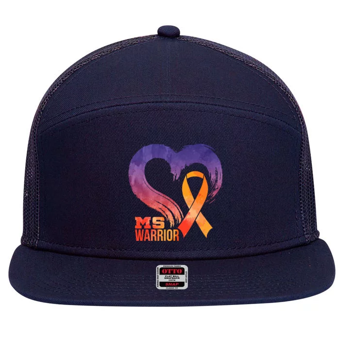 Ms Warrior Heart Multiple Sclerosis Awareness Month Gift 7 Panel Mesh Trucker Snapback Hat