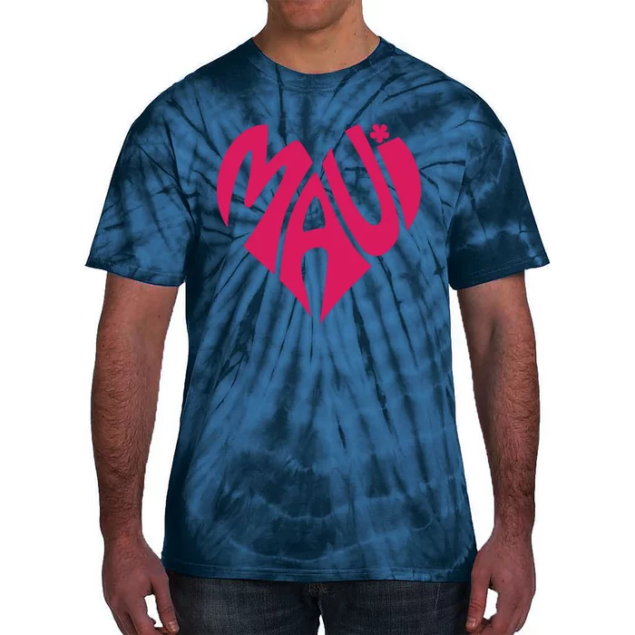 Maui Word Heart Shape Maui Hawaii Strong Maui Wildfire Lahaina Survivor Tie-Dye T-Shirt