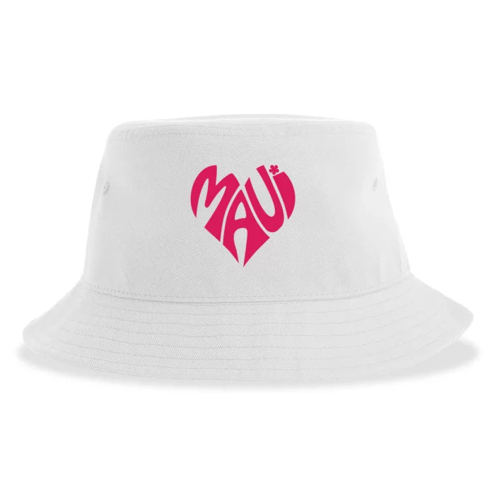 Maui Word Heart Shape Maui Hawaii Strong Maui Wildfire Lahaina Survivor Sustainable Bucket Hat