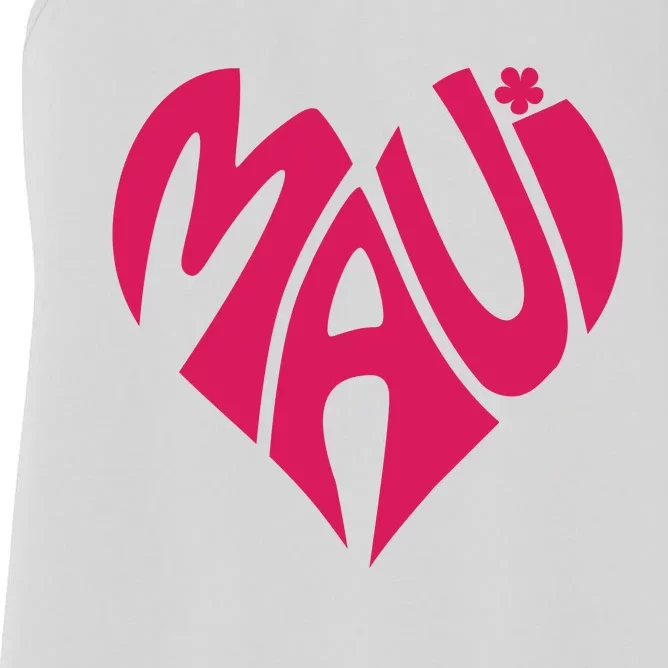 Maui Word Heart Shape Maui Hawaii Strong Maui Wildfire Lahaina Survivor Women's Racerback Tank