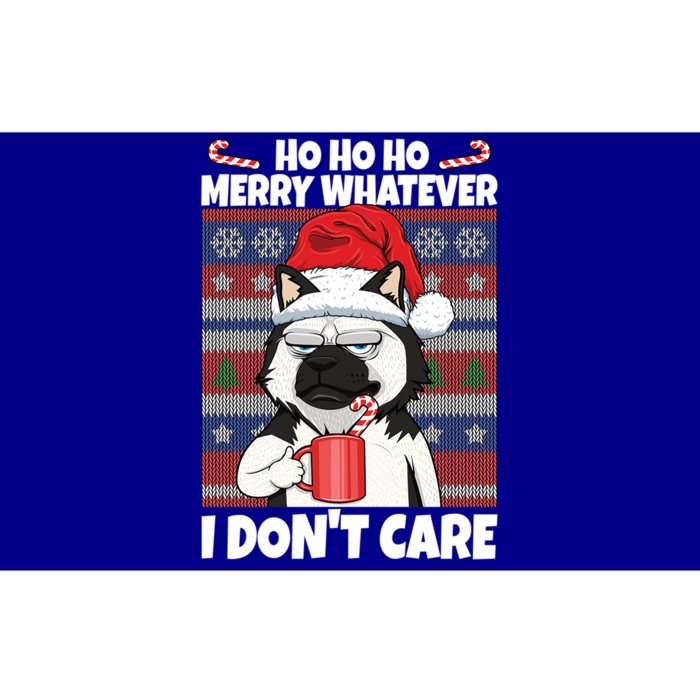 Merry Whatever I DonT Care Annoyed Dog Anti Christmas Husky Gift Bumper Sticker