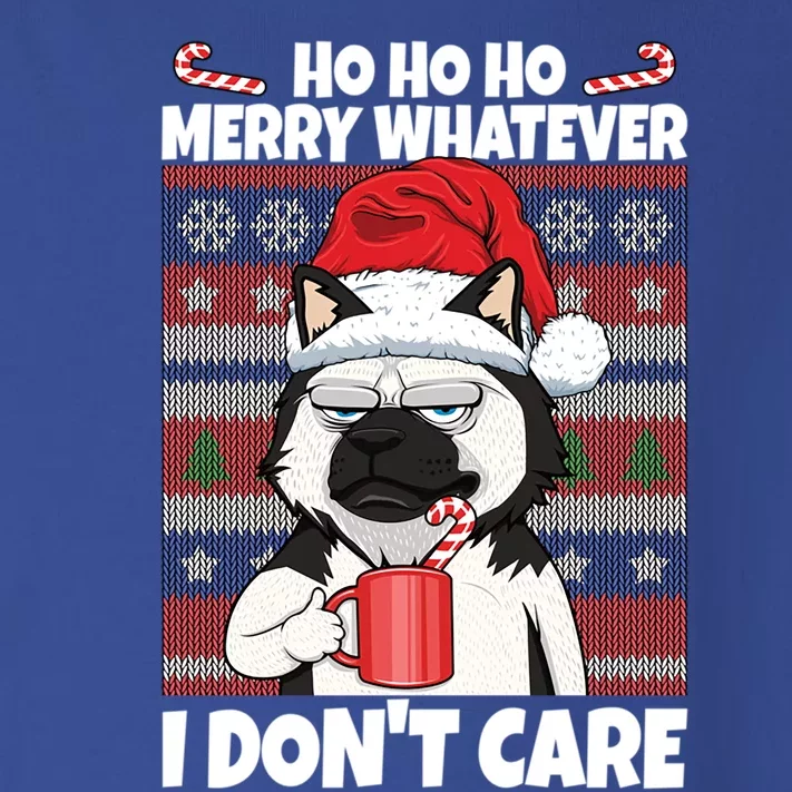 Merry Whatever I DonT Care Annoyed Dog Anti Christmas Husky Gift Toddler Long Sleeve Shirt