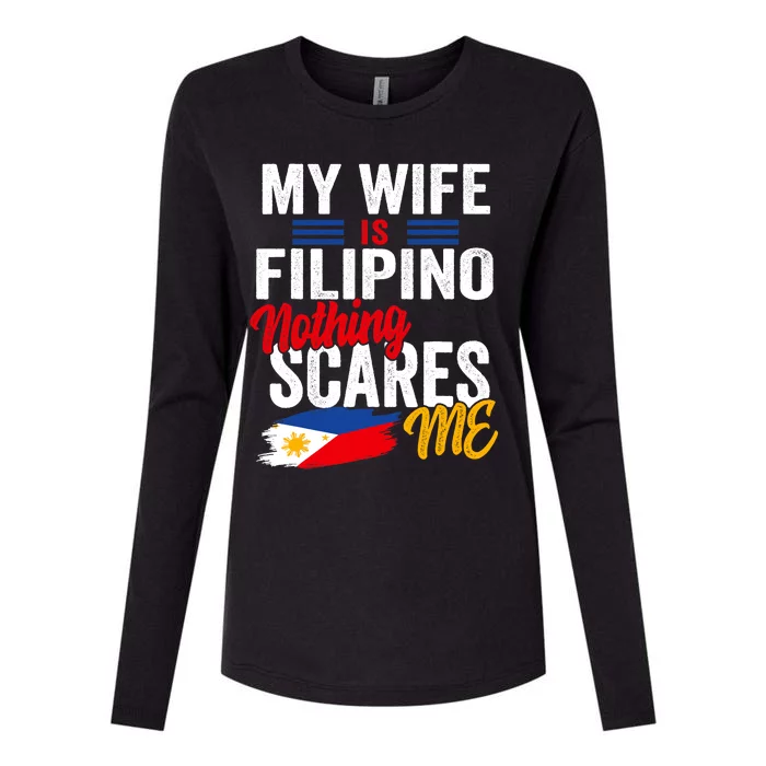 My Wife Is Filipino Philippines Heritage Roots Flag Souvenir Womens Cotton Relaxed Long Sleeve T-Shirt