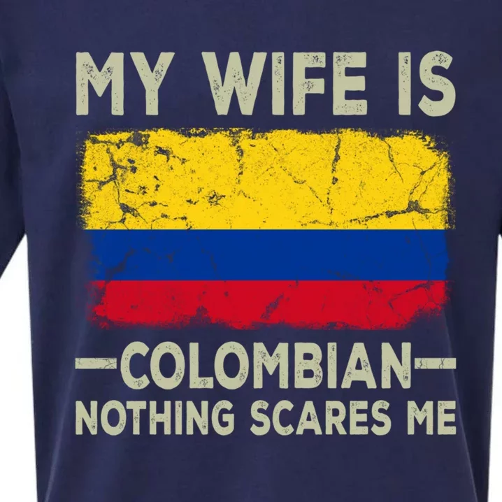 My Wife Is Colombian Nothing Scares Me Funny Husband Gift Sueded Cloud Jersey T-Shirt