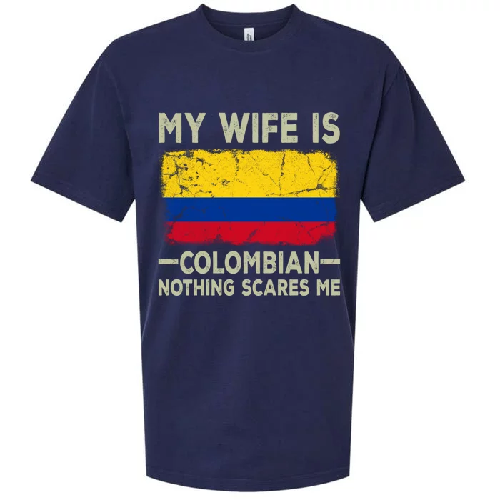 My Wife Is Colombian Nothing Scares Me Funny Husband Gift Sueded Cloud Jersey T-Shirt